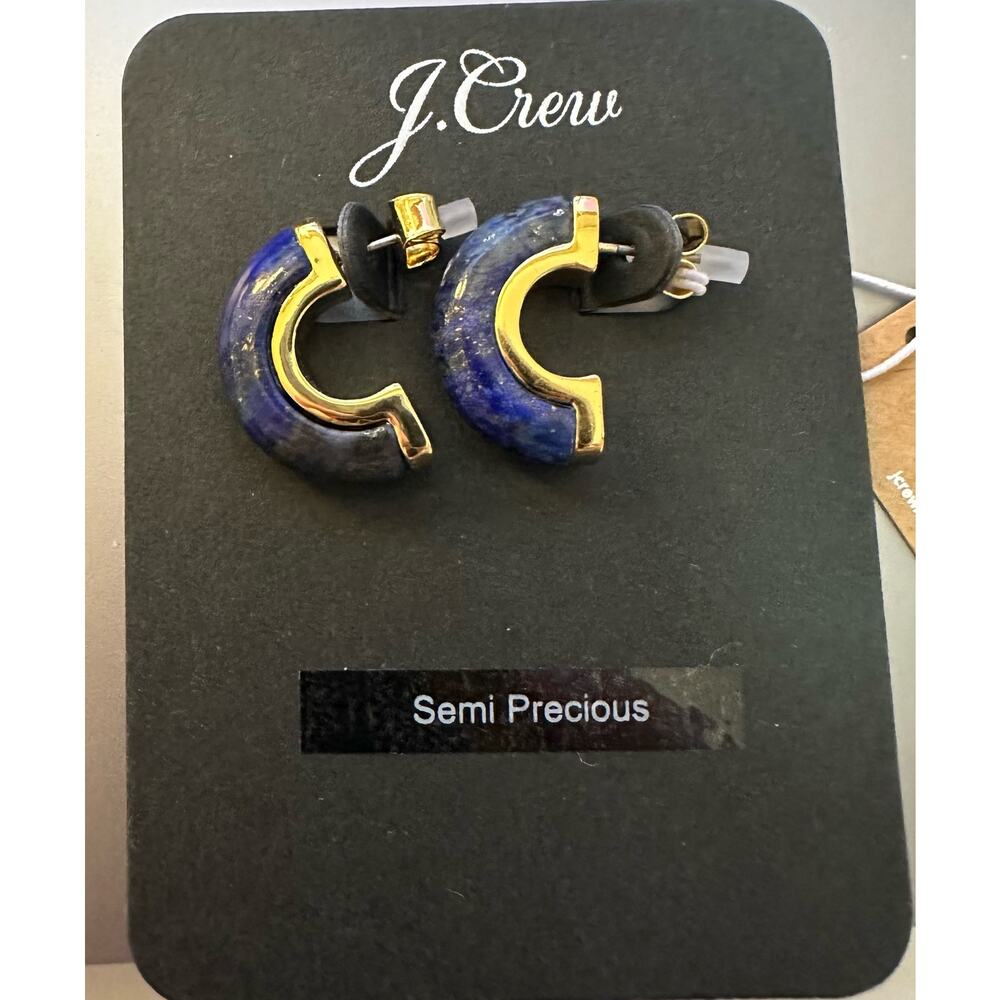 J. Crew Stone inlay half-hoop earrings harbor view blue new with tags
